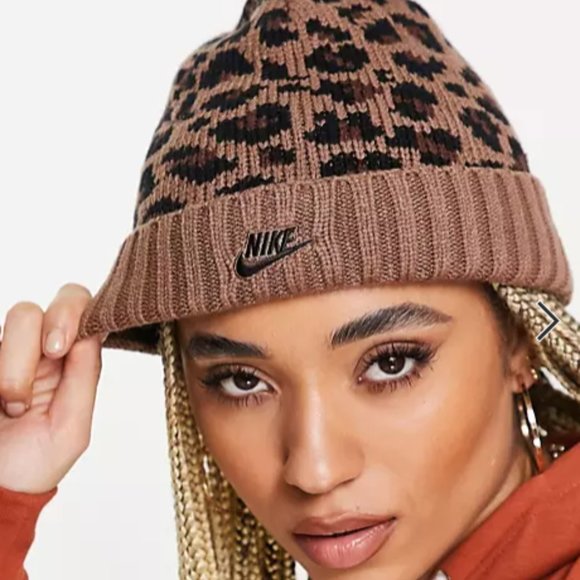 Nike Accessories - NEW Nike Sportswear Leopard Cheetah Fleece Lined Beanie Winter Hat Snow Women's